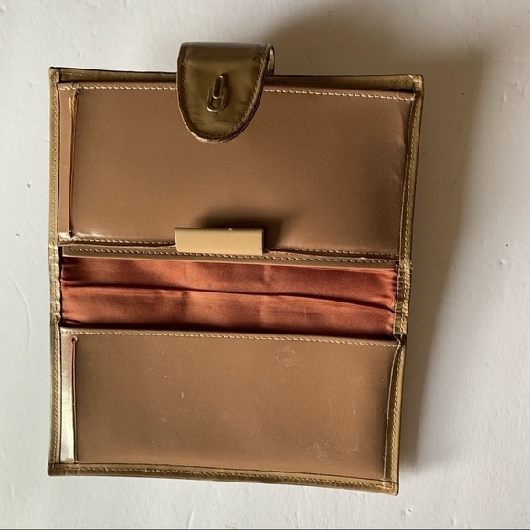 Di Lido Wallet Cream Tan Cowhide Clutch Checkbook Credit Card Holder - Picture 7 of 12